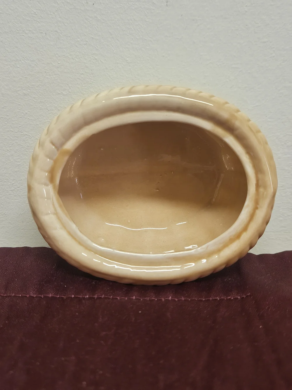 Vintage 1984 Enesco Ceramic Duck Nest Covered Dish with Tan Wicker Basket